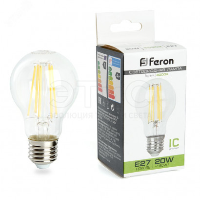 Лампа LED 20Вт 220В 4000К 1800Лм Е27 белый FILAMENT